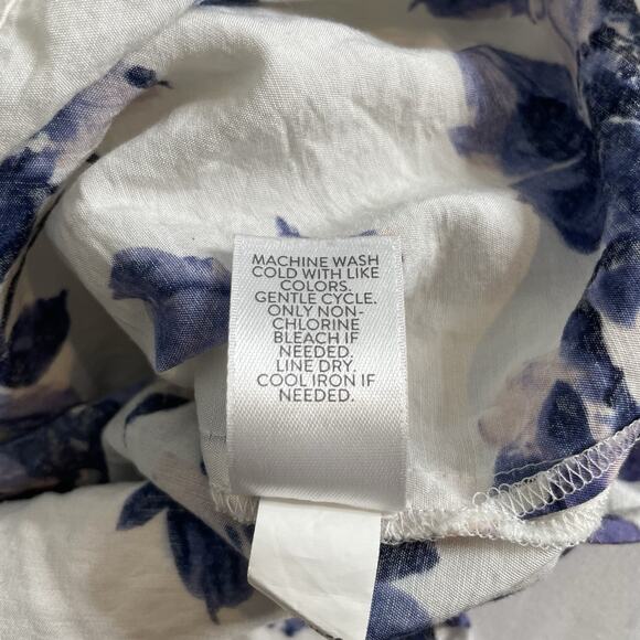 J Jill Women's White Purple Floral Tunic Top Size XL Boho Flowy Botanical Fairy - Picture 7 of 13